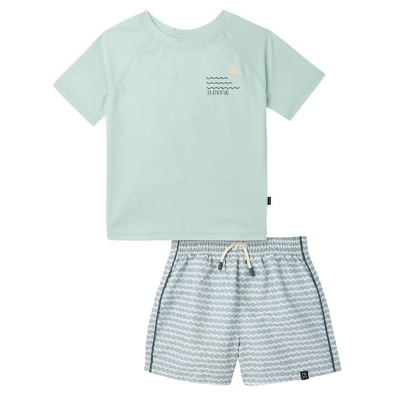 Modern Moments by Gerber Baby and Toddler Boy Short- Sleeve Rash Guard and Trunk Set, 2-Piece, Sizes 0/3M-5T