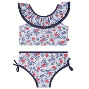 by Gerber Toddler Girl Two- Piece Swimsuit with Double Ruffle, Sizes 12M-5T