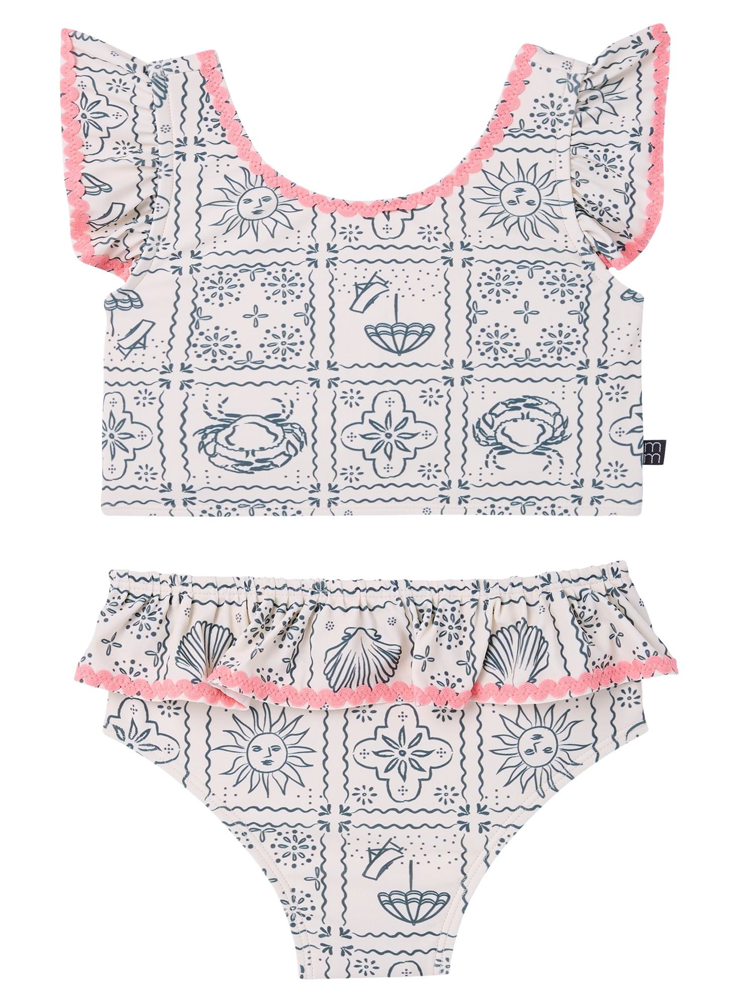 Modern Moments by Gerber Toddler Girl Two- Piece Swimsuit with Ric- Rac, Sizes 12M-5T