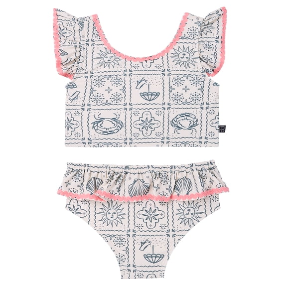 Modern Moments by Gerber Toddler Girl Two- Piece Swimsuit with Ric- Rac, Sizes 12M-5T