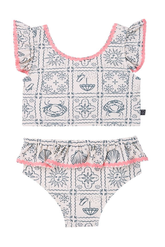 by Gerber Toddler Girl Two- Piece Swimsuit with Ric- Rac, Sizes 12M-5T