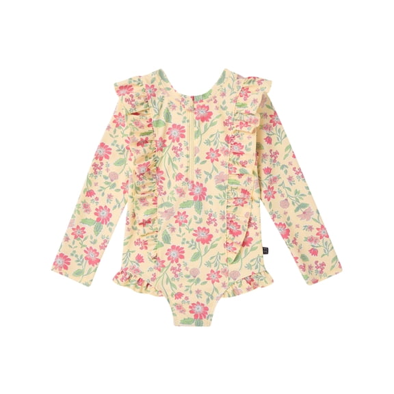 Modern Moments by Gerber Baby and Toddler Girl Rash Guard with Ruffles, Sizes 0/3M-5T