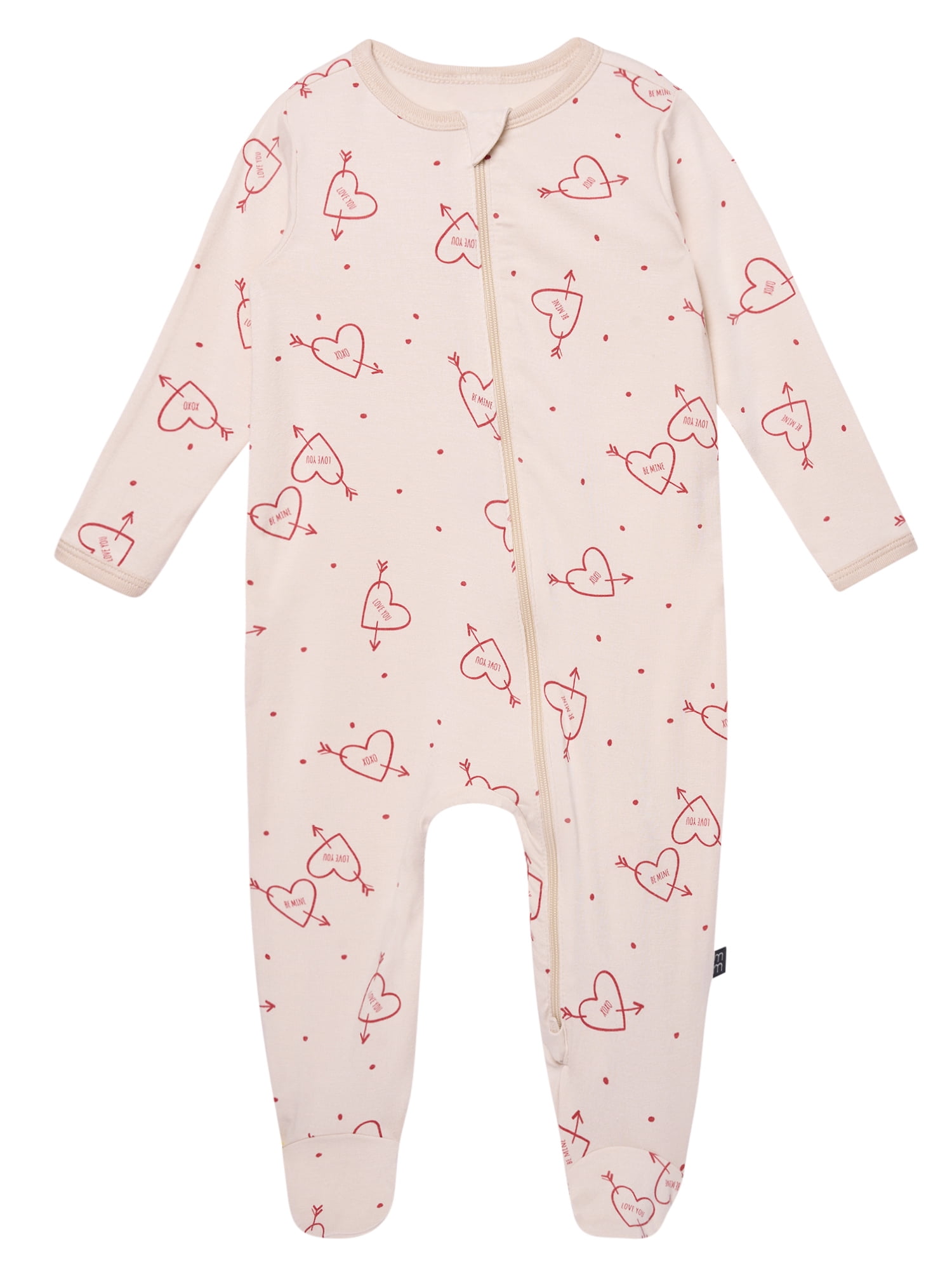 Modern Moments by Gerber Baby Neutral Viscose Valentine's Day Two-Way Zip Sleep 'N Play Footed Pajamas, Sizes Newborn - 6/9 Months