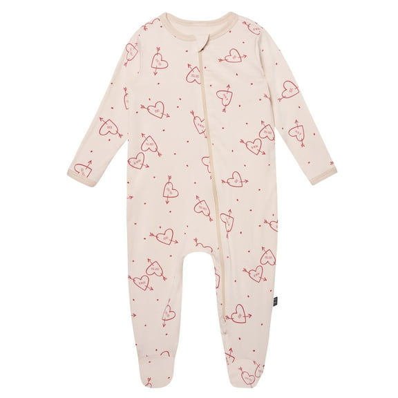 Modern Moments by Gerber Baby Neutral Viscose Valentine's Day Two-Way Zip Sleep 'N Play Footed Pajamas, Sizes Newborn - 6/9 Months