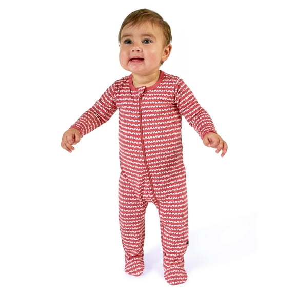 Modern Moments by Gerber Baby Neutral Viscose Valentine's Day Two-Way Zip Sleep 'N Play Footed Pajamas, Sizes Newborn - 6/9 Months