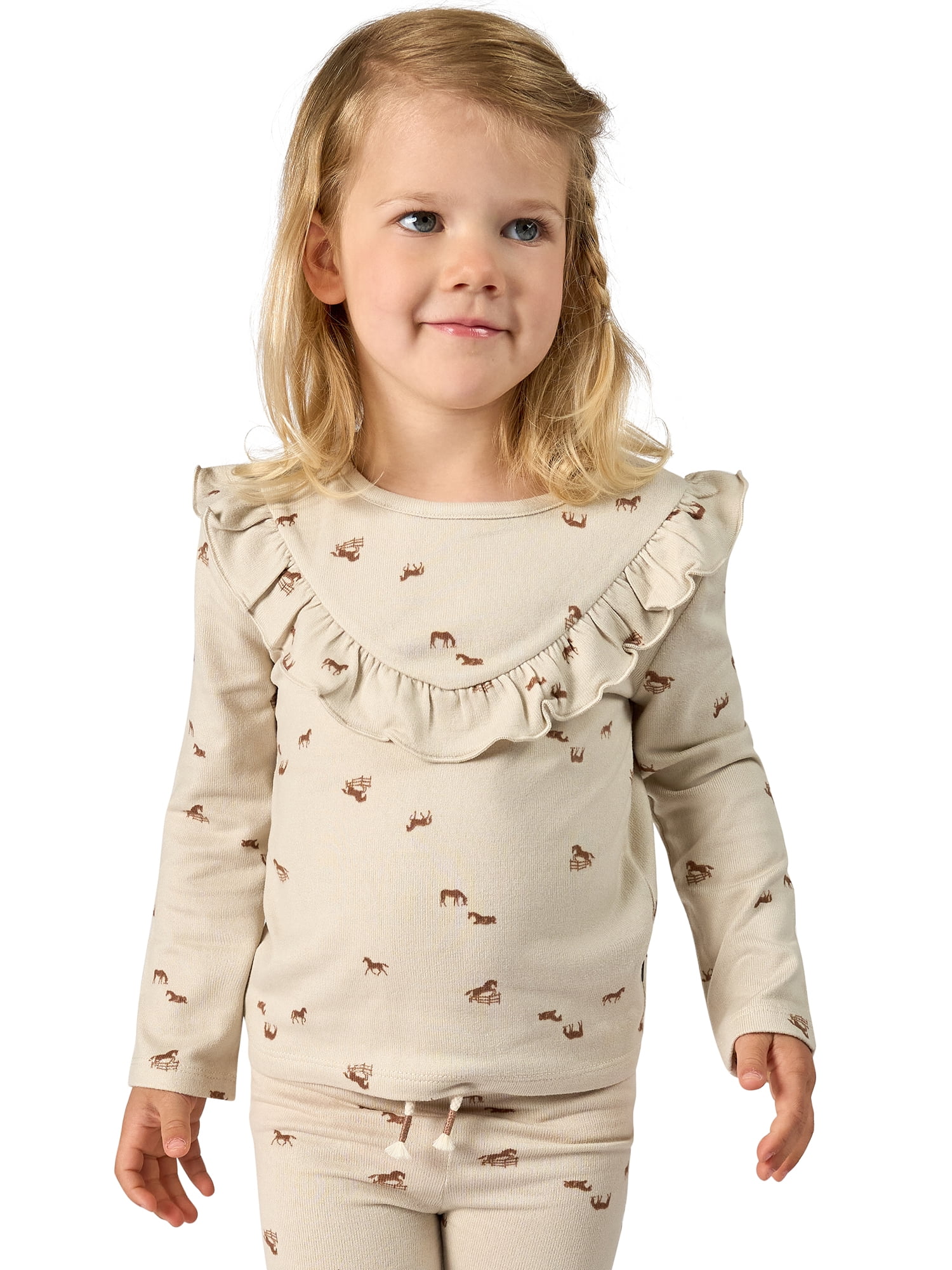 Modern Moments by Gerber Toddler Girl Ruffle Long Sleeve Top, Sizes 12M-5T
