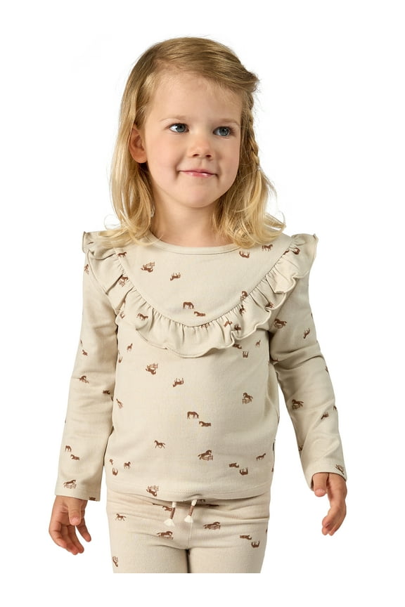 by Gerber Toddler Girl Ruffle Long Sleeve Top, Sizes 12M-5T