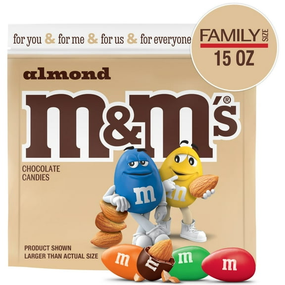 M&M'S Almond Milk Chocolate Candy Family Size Bag 15 oz - Pack of 2