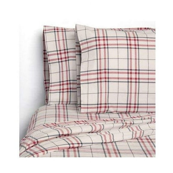 MM19BLPT Flannel Sheet Set, Red/Navy Plaid (Queen)