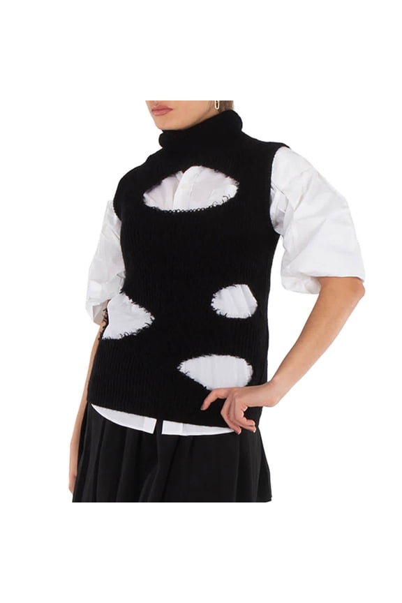 MM6 Maison Margiela Distressed Roll Neck Sweater, Size X-Small