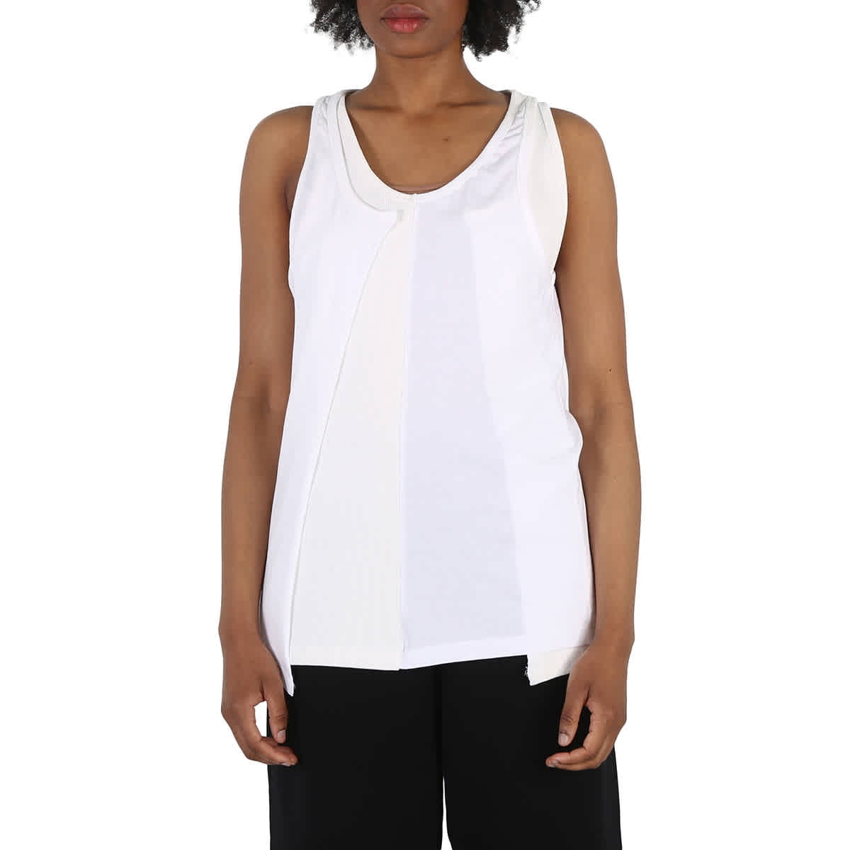 MM6 Maison Margiela Off White Layered-Detail Tank Top, Size