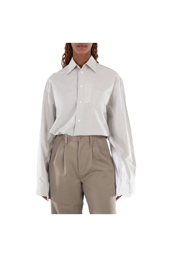 MM6 Striped Oversized Long-Sleeved Shirt, Brand Size 38 ( US Size 4 )