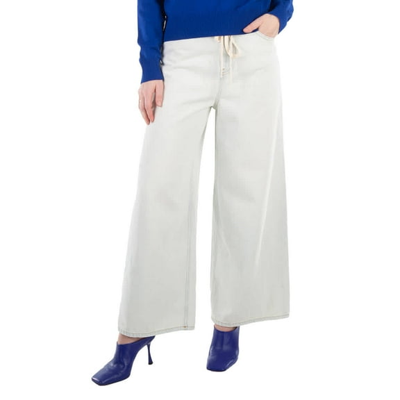 MM6 Wide-Leg Drawstring Cotton Jeans, Waist Size 26"