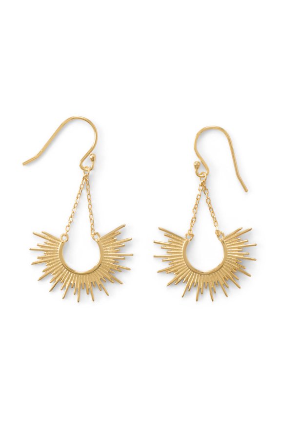 14 Karat Gold Plated over Sterling Silver "C" Shaped Earrings for Women