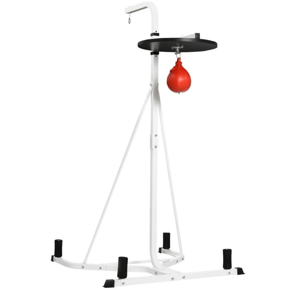 MMA Adjustable Height, Weighted Base Speed Bag and Heavy Bag Stand, White