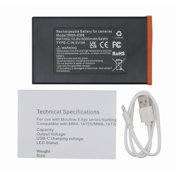 MMA-EM8+ Battery Pack with Type-C Cable Compatible For Moultrie Edge Series Trail Camera