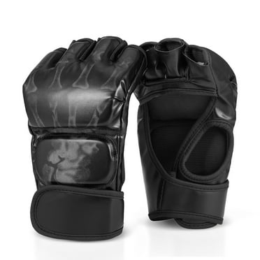 MMA Gloves - Fingerless Boxing Gloves for MMA Kickboxing Karate Taekwondo Sparring Gloves - Punching Gloves for Men and Women Adult MMA Gloves, Black