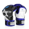 thumbnail image 1 of Flexzion Half Finger Boxing Gloves Grappling MMA Muay Thai UFC Sparring Punch Ultimate Mitts Sanda Fighting Training Sandbag Equipment Pair for Adult Men Hexagram Blue, 1 of 7
