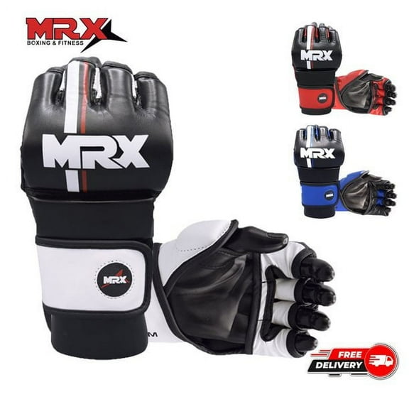 MMA Gloves for Grappling Sparring, with Open Ventilated Palm, Martial Arts Mitts Suitable for Men Women, Sports Training, Muay Thai, Punching Bag Gloves and Kickboxing| Black White S/M