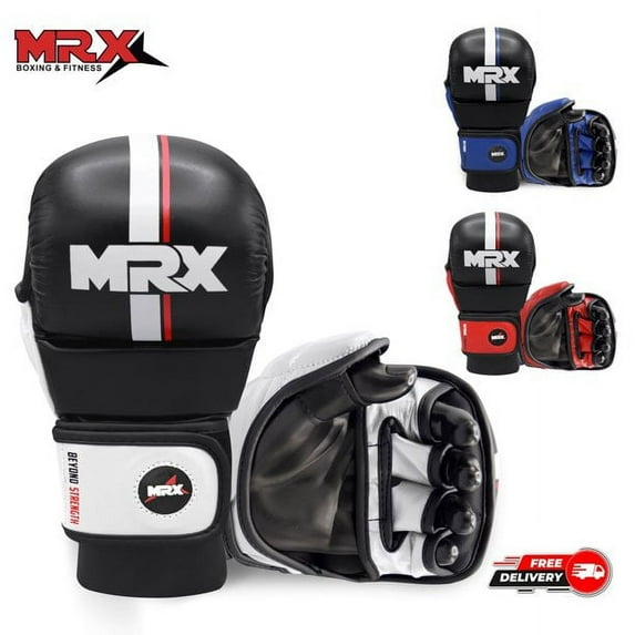MMA Gloves for Grappling Sparring, with Open Ventilated Palm, Martial Arts Mitts Suitable for Men Women, Sports Training, Muay Thai, Punching Bag and Kickboxing| Black White L/XL
