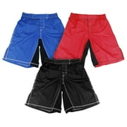 MMA Grappling Fight Shorts Elastic Waist, Kick Boxing UFC Muay Thai BJJ, Black, Blue, Red - BL, 3XL 40