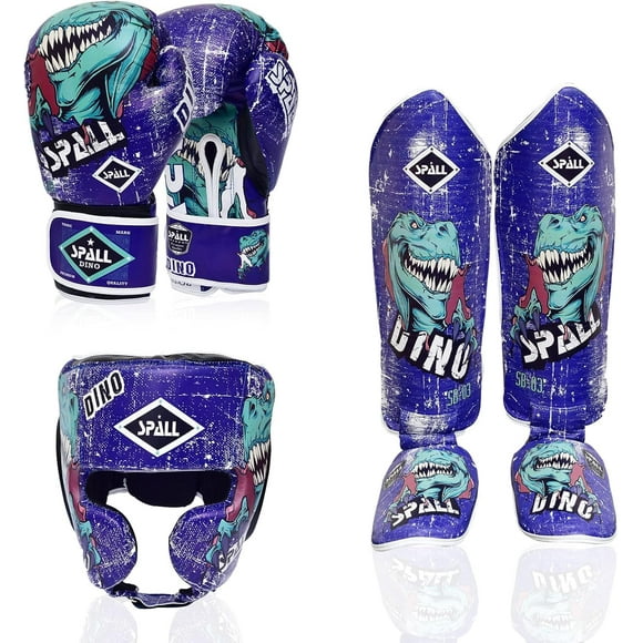 MMA Training Set  3 in 1 Pack of Boxing Gloves, Muay Thai Shin Guards and Head Gear, Fighting Set for MMA, Kickboxing, Muay Thai, Sparring Workout & Training