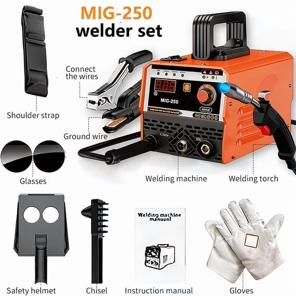 MMA Welder 110/220V, Stick Arc Welder with IGBT Digital Display, Multi-Process MIG DC Inverter Welder, Hot Start, Electrode Holder, Ground Clamp, Input Power Adapter and Brush, Welding Machine