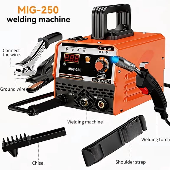 MMA Welder 110/220V, Stick Arc Welder with IGBT Digital Display, Multi-Process MIG DC Inverter Welderart, Electrode Holder, Ground Clamp, Input Power Adapter and Brush, Welding Machine