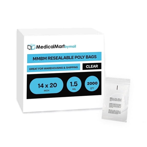 MMBM Resealable Clear Suffocation Warning Bags 14" x 20" 1.5 Mil for Apparels Packaging and Shipping 2000 Bags