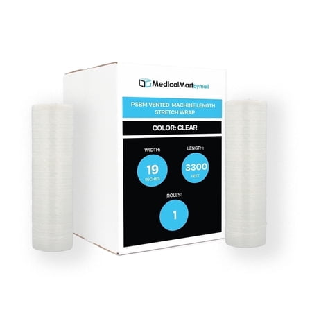 MMBM Vented Machine Netting Stretch Wrap 19" x 2850' 1 Roll Clear Film for Packing Frozen Food Plants & Airflow