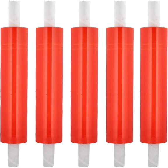 MMBM Red Cast Pallet Stretch Wrap with Handles 20" x 1000' 80 Gauge 1 Roll Opaque Plastic Shrink Film for Packaging