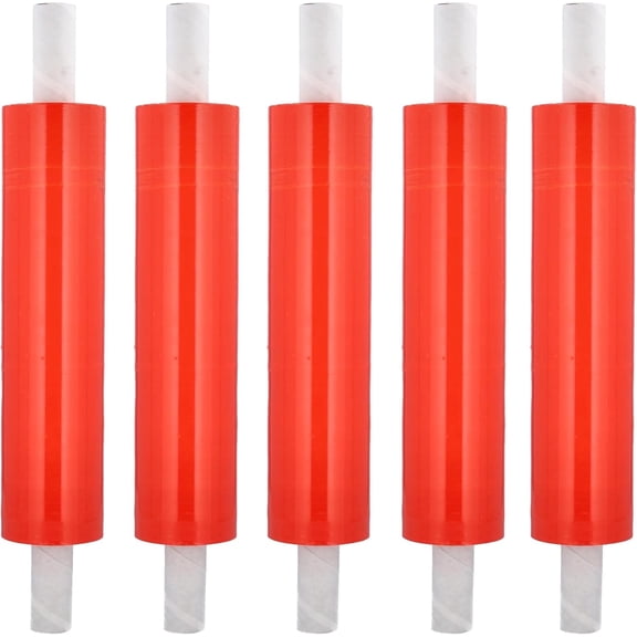 MMBM Red Cast Pallet Stretch Wrap with Handles 20" x 1000' 80 Gauge 1 Roll Opaque Plastic Shrink Film for Packaging