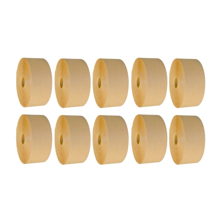 MMBM 10 Rolls - 5.6 Mil - Brown Kraft Non-Reinforced Packaging Gummed Tape  Strong Adhesive, Kraft, Water Activated, Smooth Unwind, 3 x 600' 