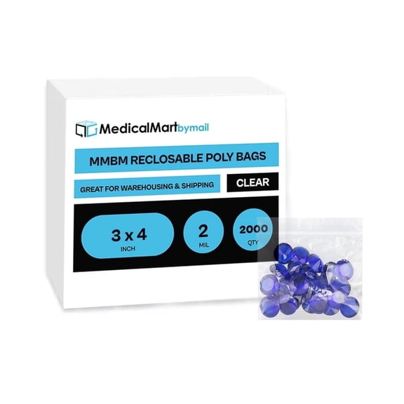 MMBM 2 Mil 3" x 4" Zipper Bags Clear Reclosable Mini Polybag 2000 Pcs