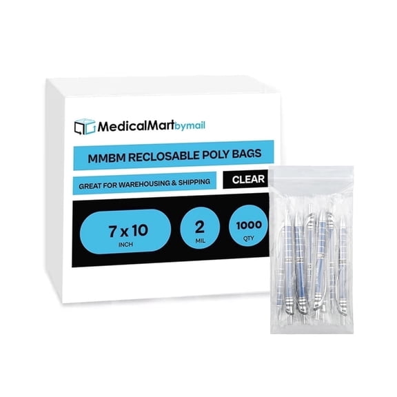 MMBM 2 Mil 7" x 10" Zipper Bags Clear Reclosable Polybag Zipper Baggies 1000 Pcs