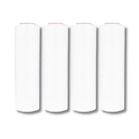 MMBM Opaque White Machine Cast Stretch Film 2 Rolls 30" x 5000' 80 Gauge Shrink Wrap for Packaging