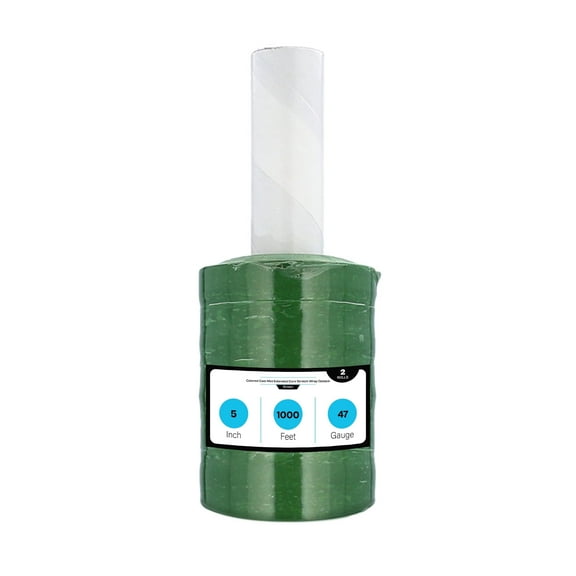 MMBM Mini Stretch Wrap with Handles 5" x 1000' 47 Gauge 2 Rolls Green Tinted Film for Moving and Packing