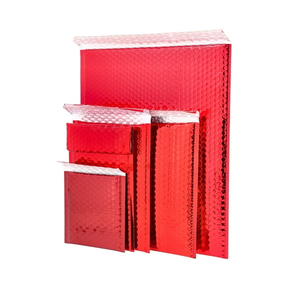 MMBM Red Glamour Bubble Mailers 6.75" x 7" 250 Pack Durable and Strong Bags with Peel Strip for Shipping