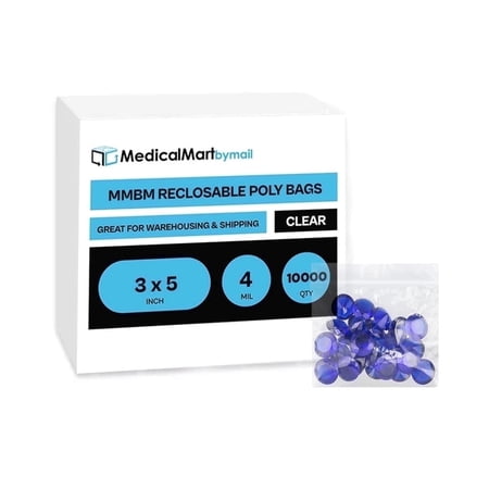 MMBM 4 Mil 3" x 5" Zipper Bags Clear Reclosable Polybag Zipper Baggies 10000 Pcs