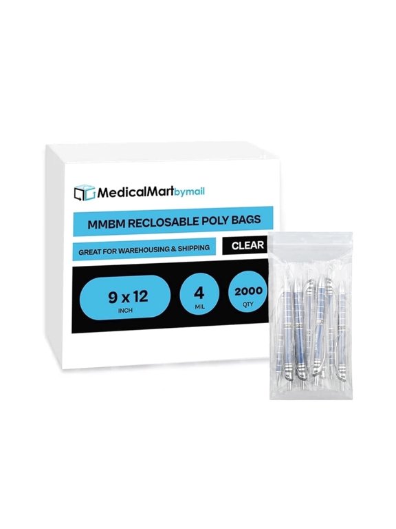 MMBM Clear Reclosable Zipper Bags 9" x 12" 4 Mil Shipping Poly Bags for Packaging and Storage 2000 Bags