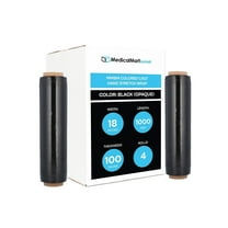 MMBM Cast Hand Stretch Wrap Black 18" x 1000' 4 Rolls 100 Gauge Opaque Plastic Film for Packing and Wrapping