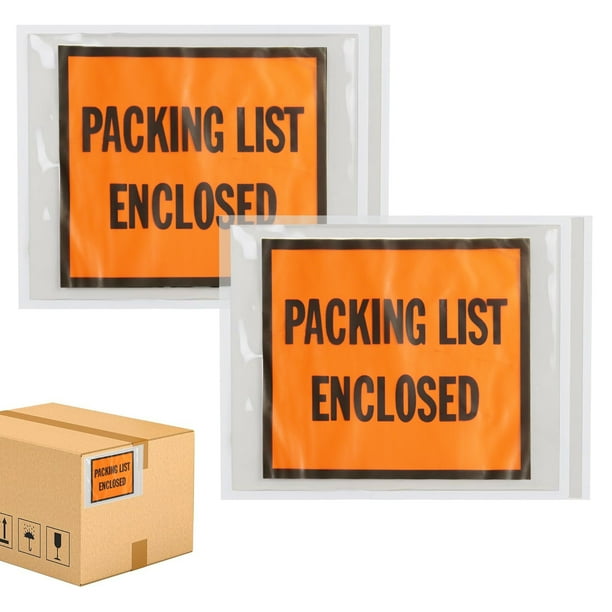 MMBM Packing List Enclosed Envelopes 5.5x10 Inch 1000 Pack Top Loading Adhesive Document Holder Orange Black Full Face Walmart Business Supplies