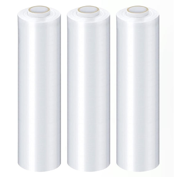 MMBM Cast Hand Stretch Wrap 8 Rolls 16" x 1500' 65 Gauge Clear Shrink Film for Wrapping Shipping Moving