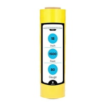 MMBM Cast Hand Stretch Wrap 18" x 1500' 8 Rolls 80 Gauge Plastic Yellow Opaque Self Adhesive Shrink Film for Wrapping