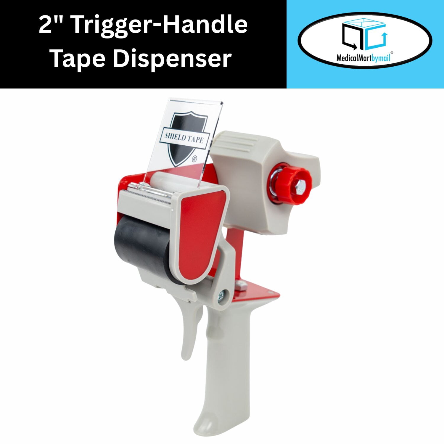 MMBM Carton Sealing Tape Dispenser with Trigger Handle Fits 2" Wide Rolls, Red/Grey 2 Pcs Heavy-Duty for Industrial,Office Packaging & Shipping