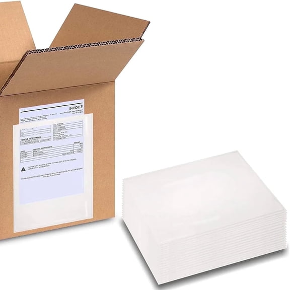MMBM Clear Packing List Enclosed Envelopes, 10x12 Inch, 500 Pack, Side Loading Adhesive Invoice Document Holder, Transparent, No Print