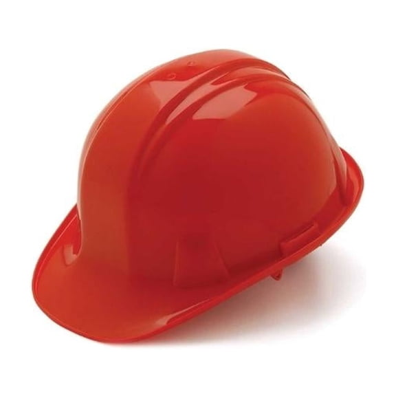 MMBM (HDPE) Red Helmet Hard Hat Adjustable 4 Point Ratchet Suspension Safety Construction Work - 1 Each