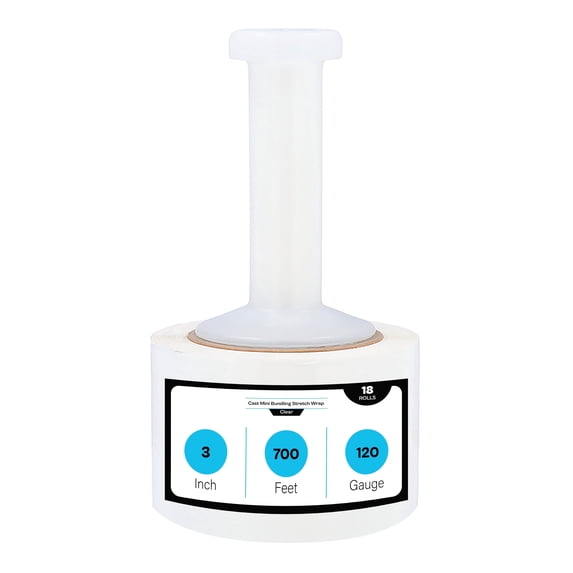 MMBM Mini Hand Stretch Wrap with Handle 18 Rolls 3" x 700' 120 Gauge Clear Shrink Film for Packing and Moving