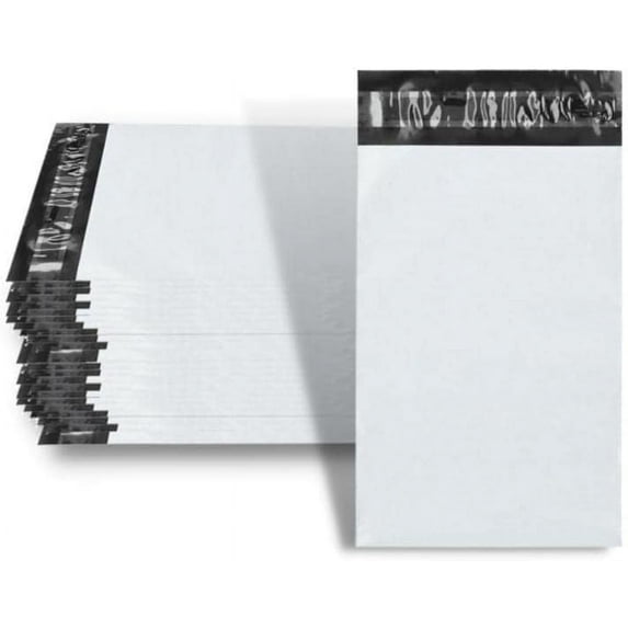 MMBM Poly Mailers 10x13 100 Pcs, 2 Mil Large Shipping Bags | Strong Adhensive Mailing Bags for Small Business, Shipping Envelopes, White/Grey, Self Seal and Peal Strip Packing Bags