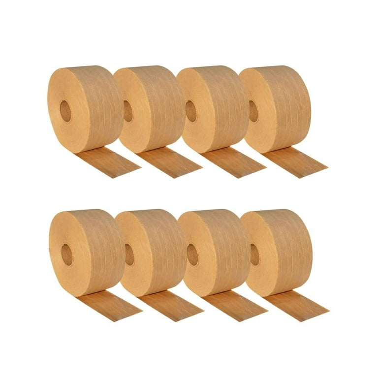 MMBM Reinforced Gummed Kraft Paper Packing Tape, 2.75 Inch (70 mm) x 375  Feet, 8 Pack, Brown, Water Activated, Carton Box Sealing Shipping Tape